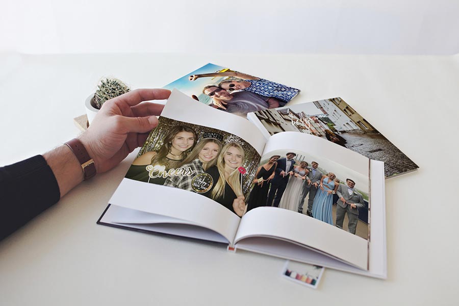 looking at a photo book
